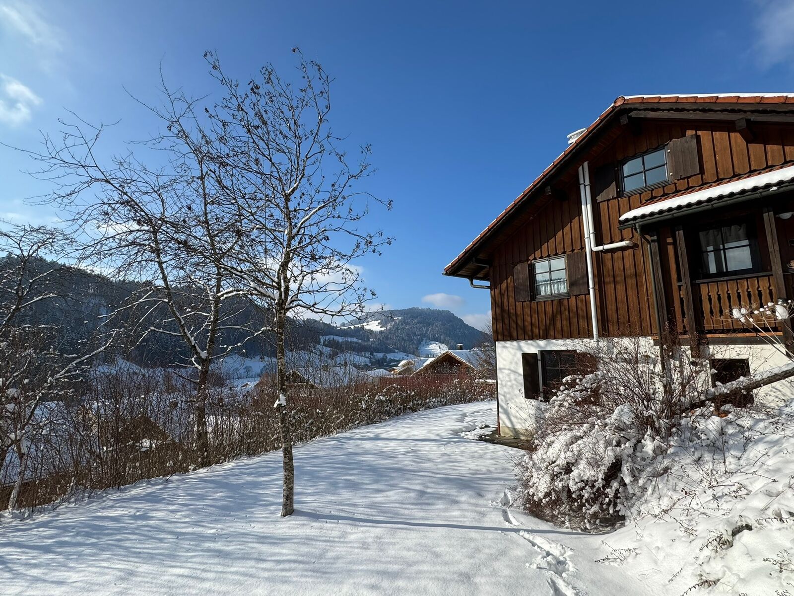 Verschneite Umgebung der Ferienwohnung im Winter